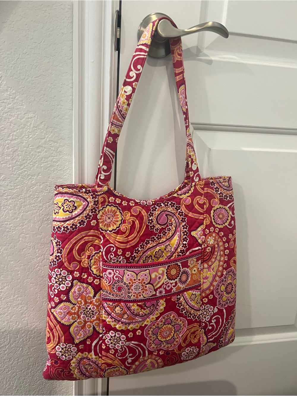Vera Bradley Quilted Paisley Tote Bag in Raspberry Fizz